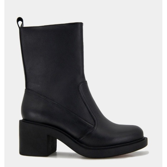 André Assous Black Soft Leather Chunky Heel High Ankle Boots Size 8M Booties NEW - Picture 1 of 9